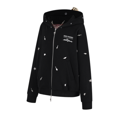13DE MARZO Rolling Stones  Bear Zip Hoodie Black