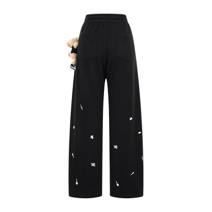 13DE MARZO Rolling Stones Bear Sweatpants Black