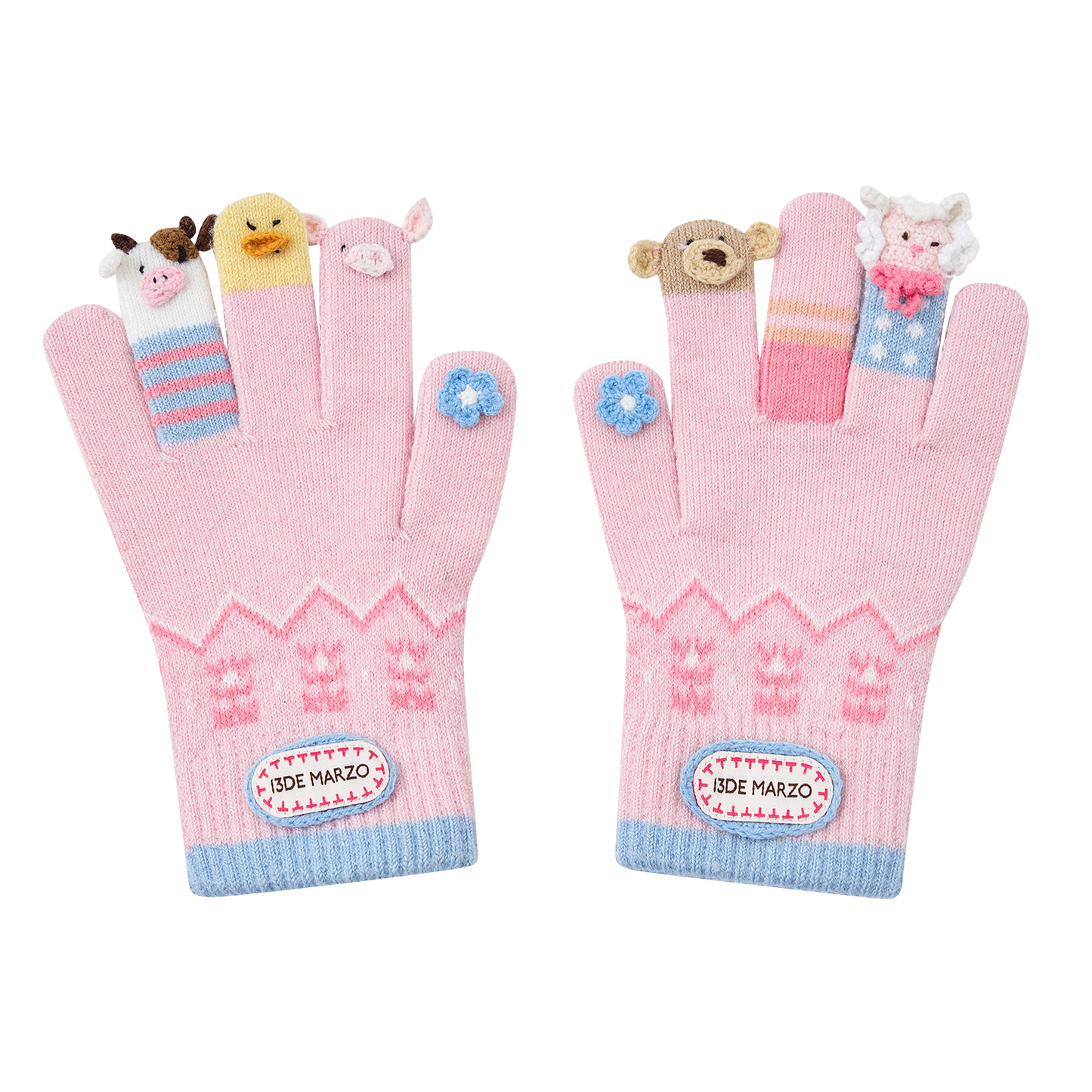 13DE MARZO Marzo Valley Plush Gloves Pink