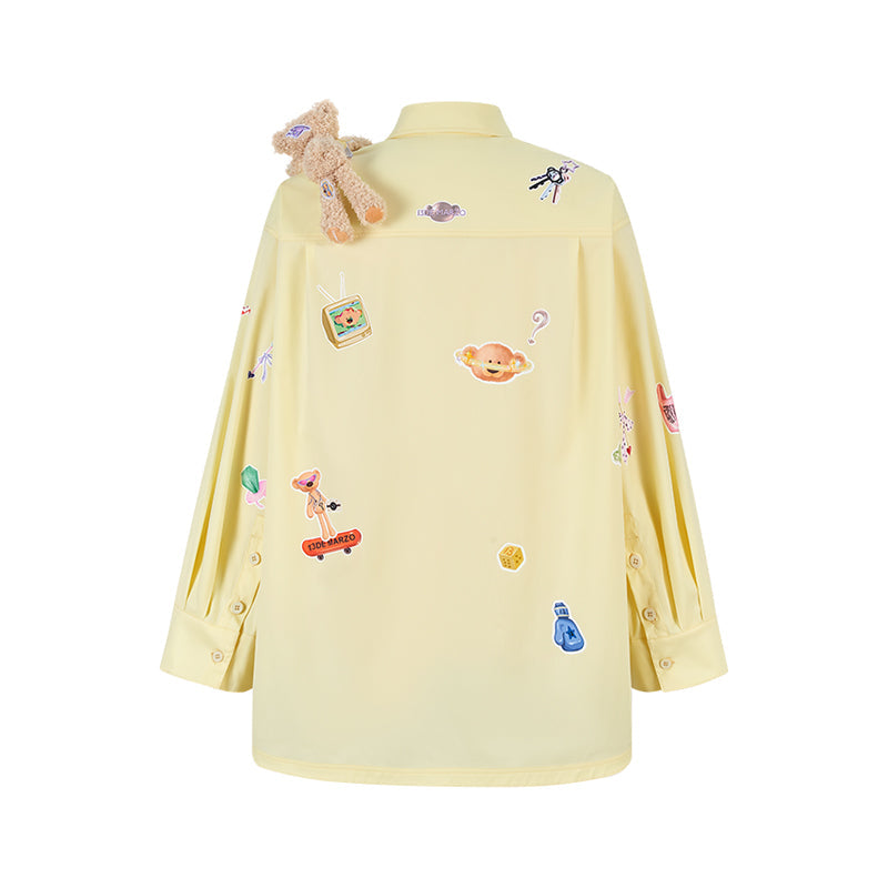 13DE MARZO Bear Stickers Shirt Yellow
