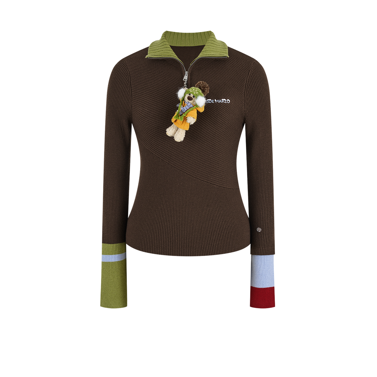 13DE MARZO Snow Bear Asymmetric Cuff Top Brown