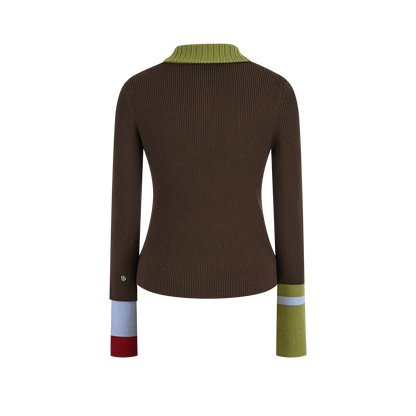 13DE MARZO Snow Bear Asymmetric Cuff Top Brown