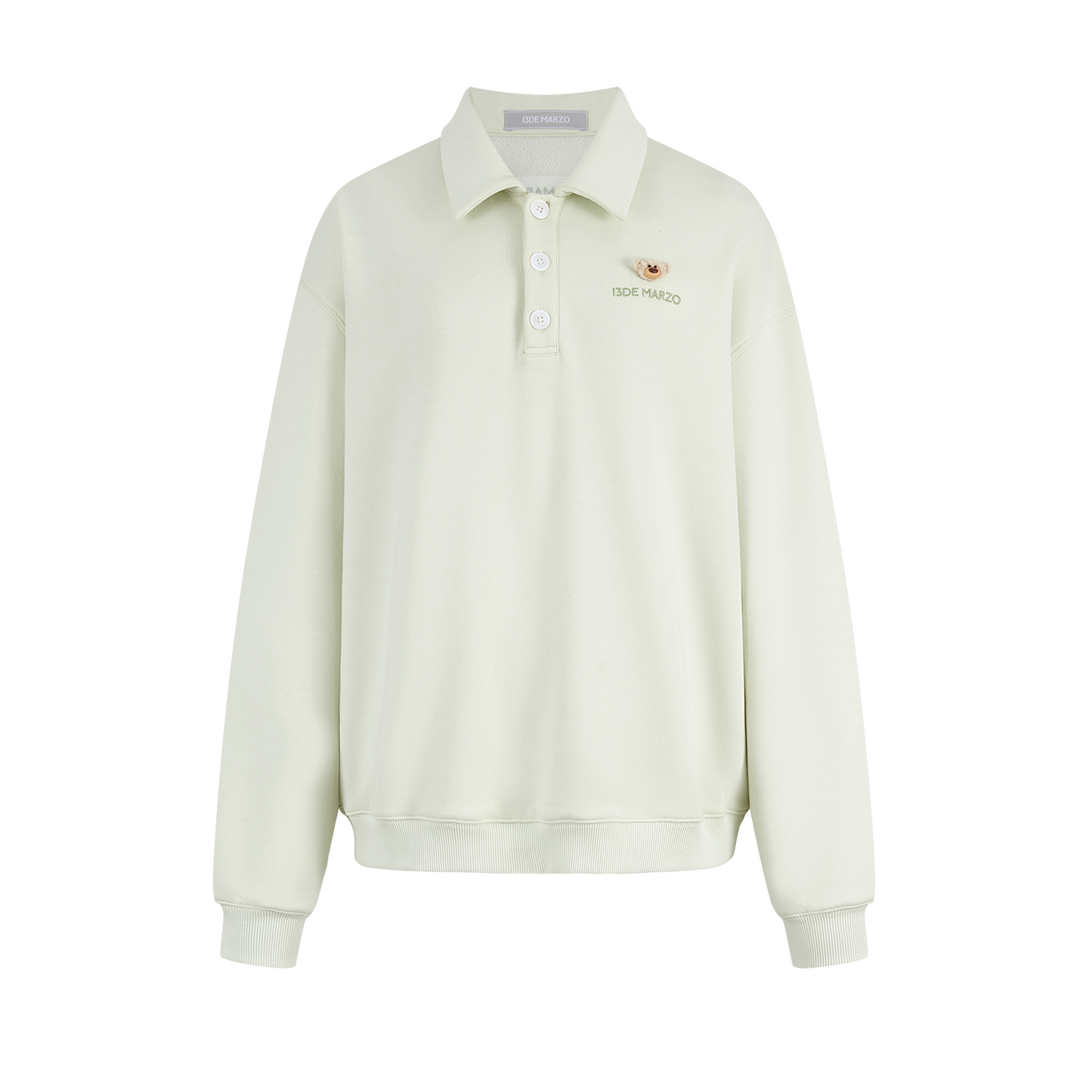 13DE MARZO Polo Long Sleeve Sweatshirt Green