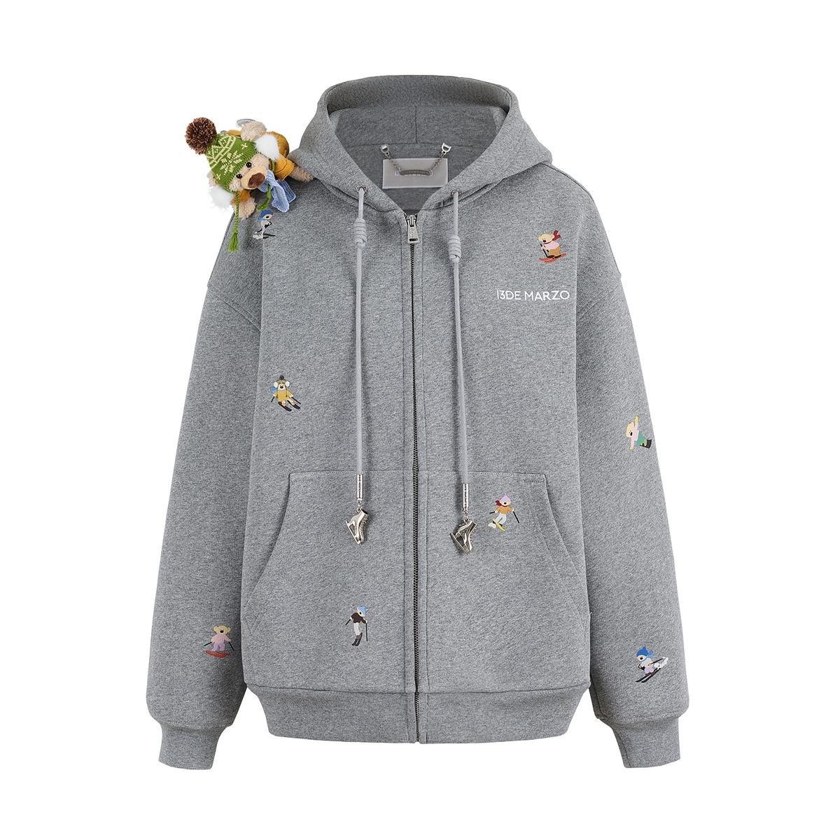 13DE MARZO Snow Bear Hoodie Grey