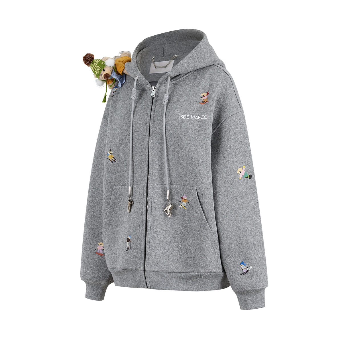 13DE MARZO Snow Bear Hoodie Grey