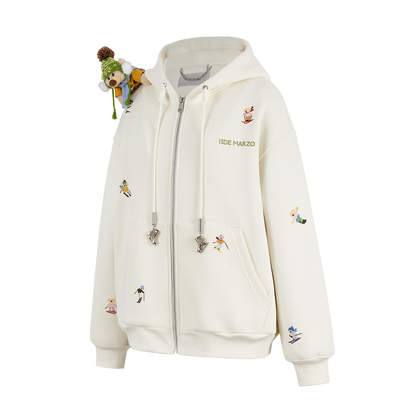 13DE MARZO Snow Bear Hoodie Beige
