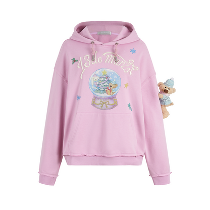 13DE MARZO Crystal Ball Print Hoodie Pink