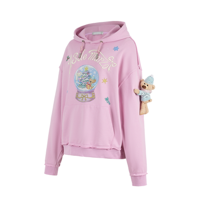 13DE MARZO Crystal Ball Print Hoodie Pink