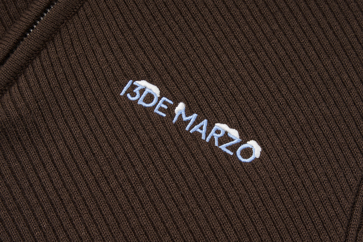 13DE MARZO Snow Bear Asymmetric Cuff Top Brown