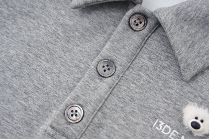 13DE MARZO Polo Long Sleeve Sweatshirt Grey