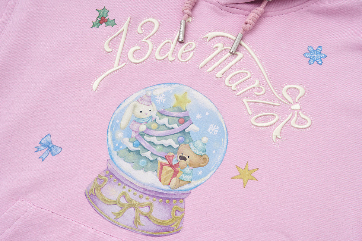 13DE MARZO Crystal Ball Print Hoodie Pink
