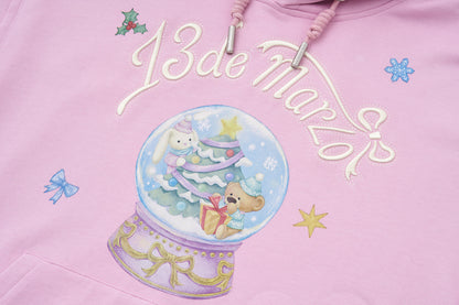 13DE MARZO Crystal Ball Print Hoodie Pink