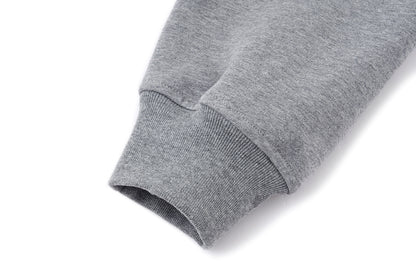 13DE MARZO All-Over Flocked Bear Zipper Hoodie Grey