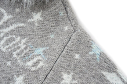 13DE MARZO Fair Isle Collar Zip Hoodie Grey