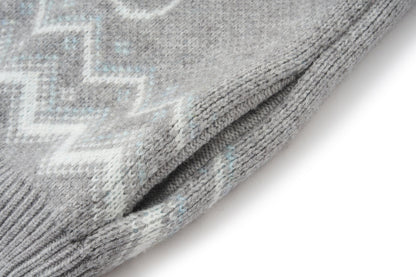 13DE MARZO Fair Isle Collar Zip Hoodie Grey