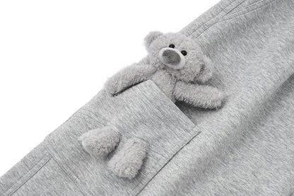 13DE MARZO Pocket Bear Wide-leg Sweatpants Grey