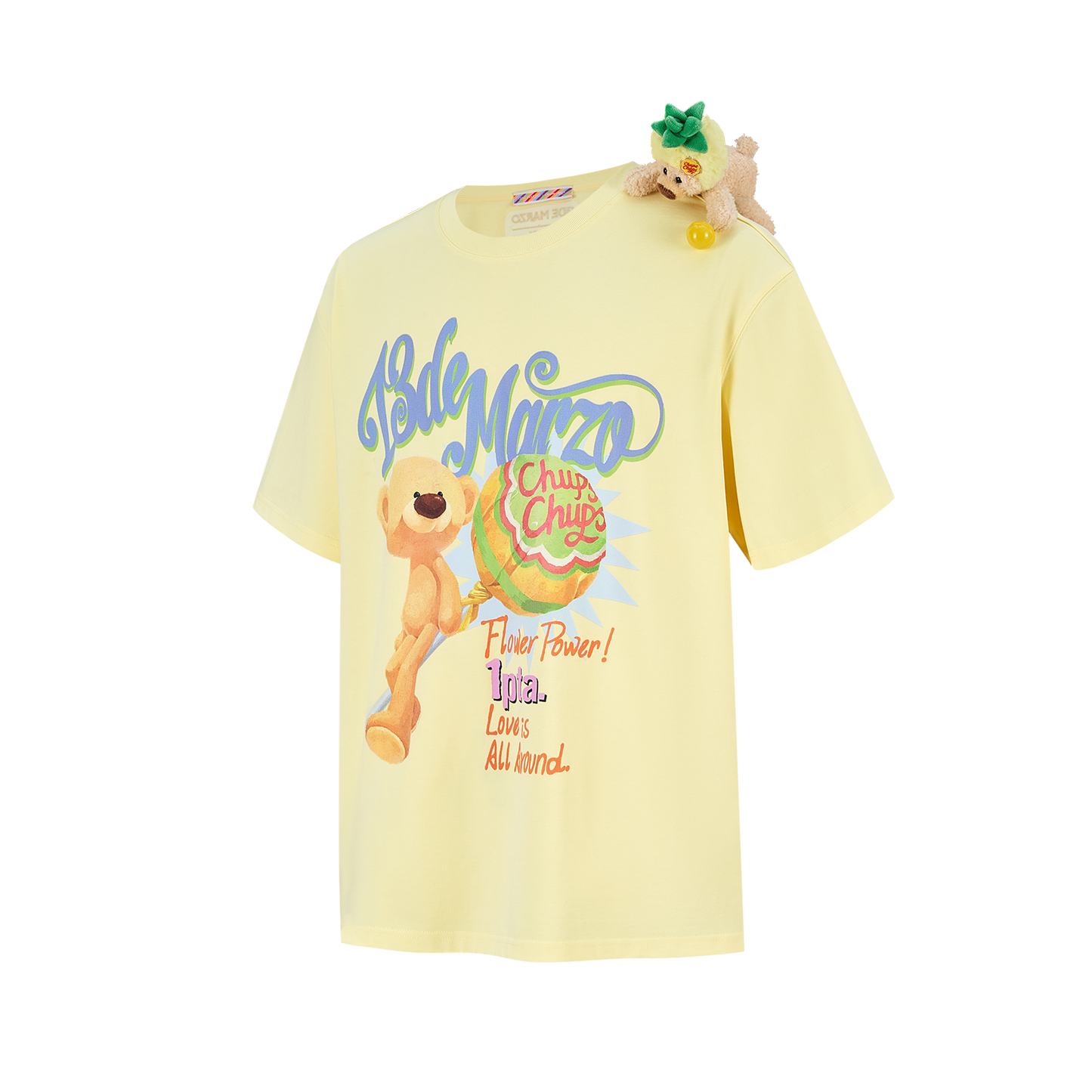 13DE MARZO Bear Graphic Lollipop Tee Yellow
