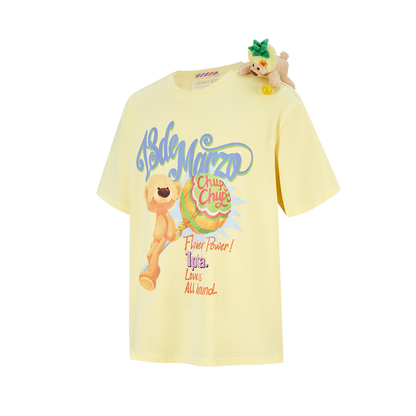 13DE MARZO Bear Graphic Lollipop Tee Yellow