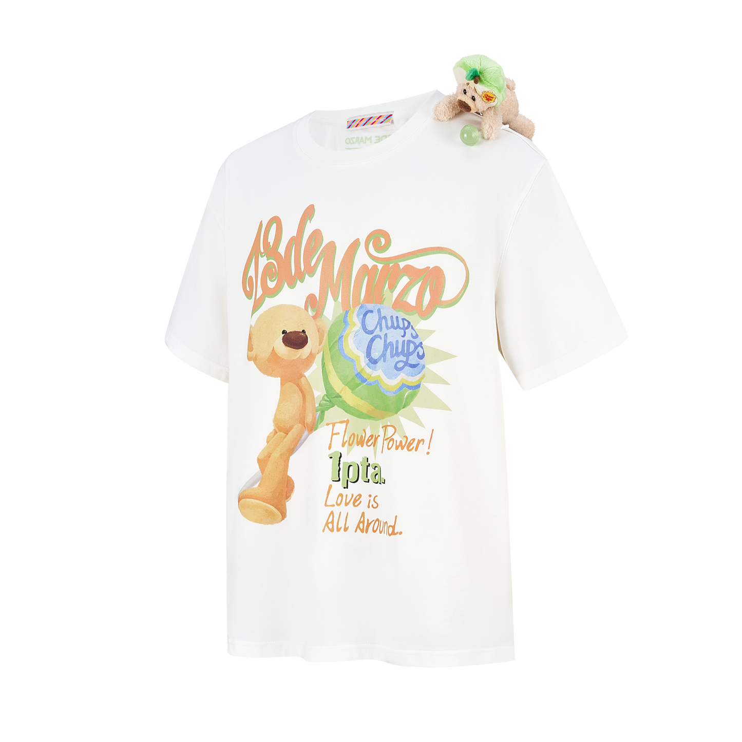 13DE MARZO Bear Graphic Lollipop Tee White