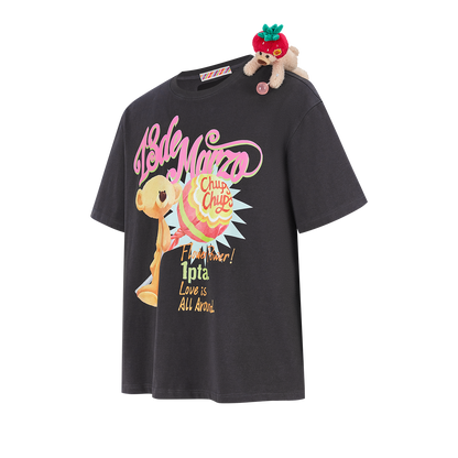 13DE MARZO Bear Graphic Lollipop Tee Dark Grey
