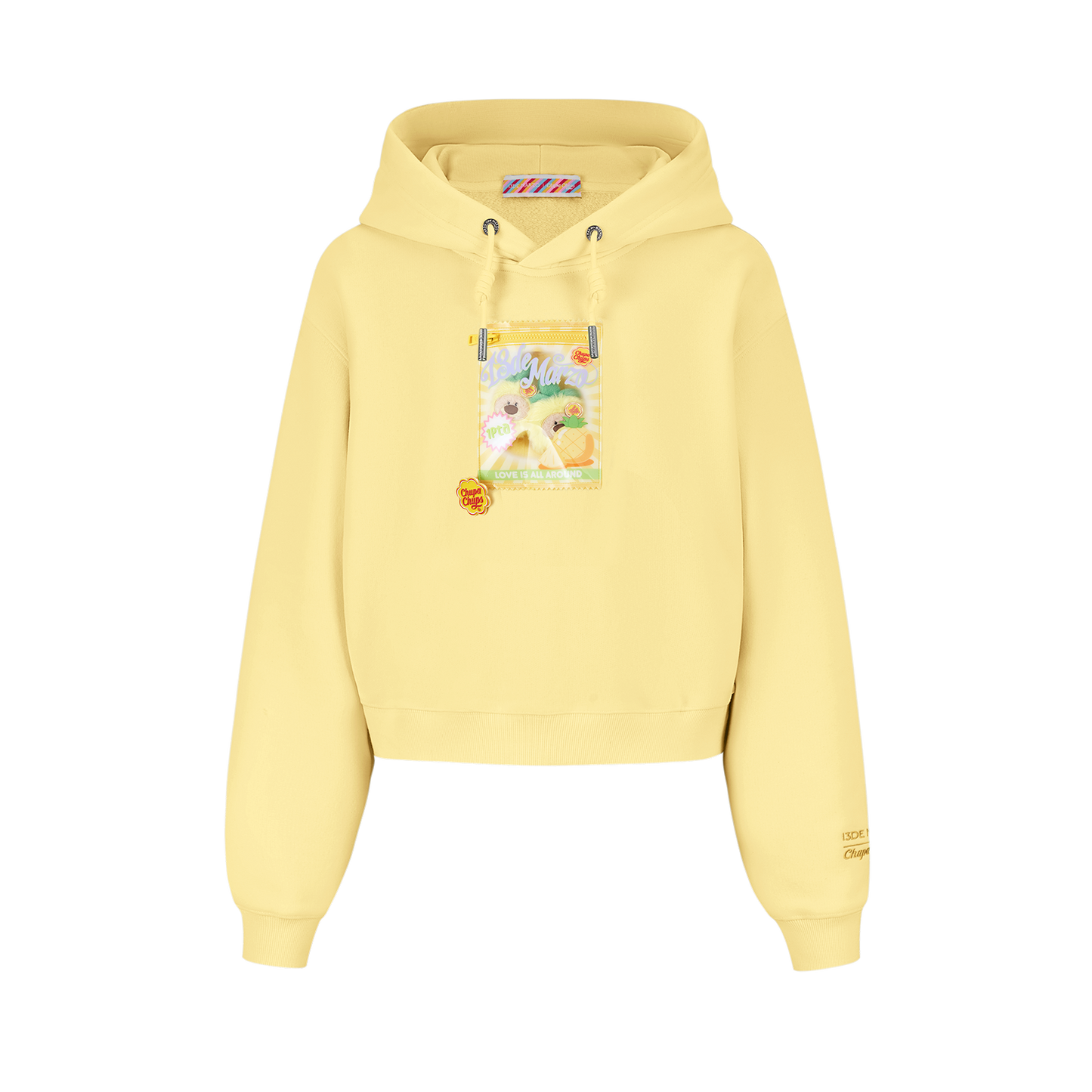 13DE MARZO Lollipop Wrapper Cropped Hoodie Yellow