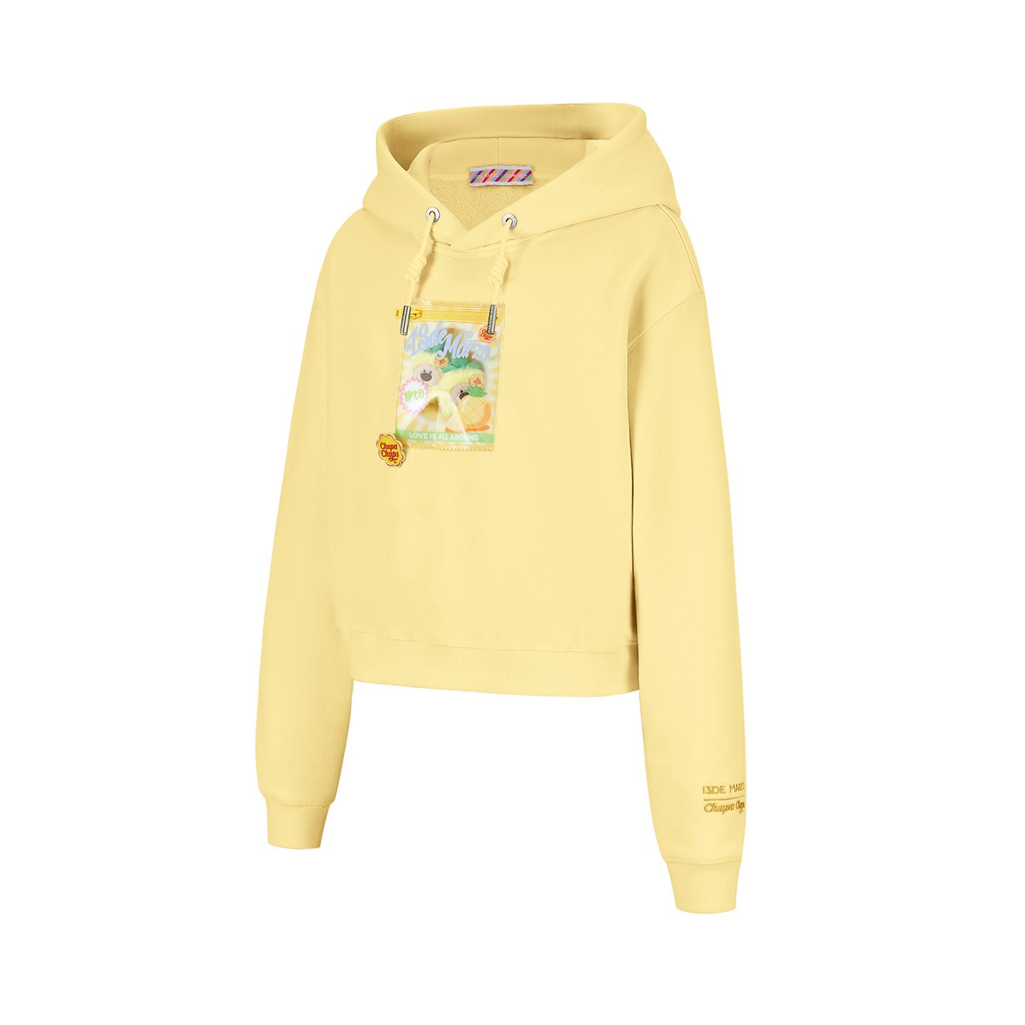 13DE MARZO Lollipop Wrapper Cropped Hoodie Yellow