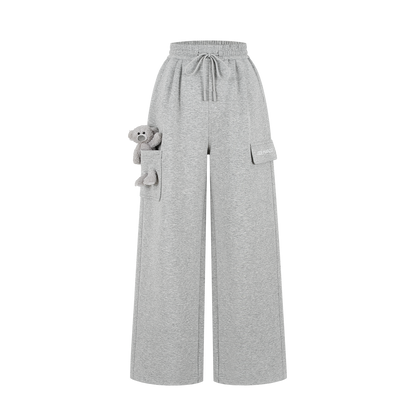 13DE MARZO Pocket Bear Wide-leg Sweatpants Grey