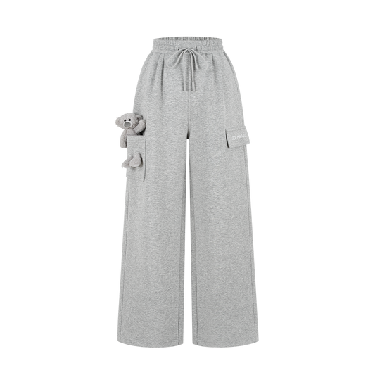 13DE MARZO Pocket Bear Wide-leg Sweatpants Grey