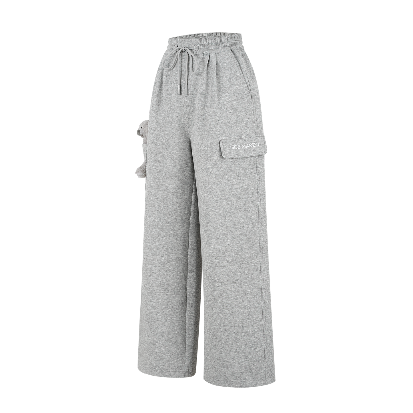 13DE MARZO Pocket Bear Wide-leg Sweatpants Grey