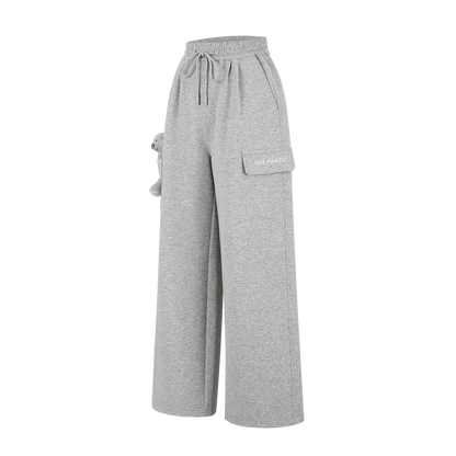 13DE MARZO Pocket Bear Wide-leg Sweatpants Grey