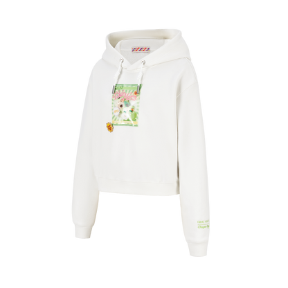 13DE MARZO Lollipop Wrapper Cropped Hoodie White