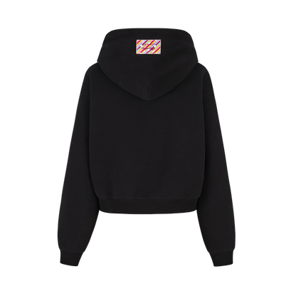 13DE MARZO Lollipop Wrapper Cropped Hoodie Black