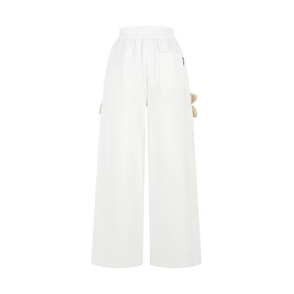 13DE MARZO Pocket Bear Wide-leg Sweatpants White