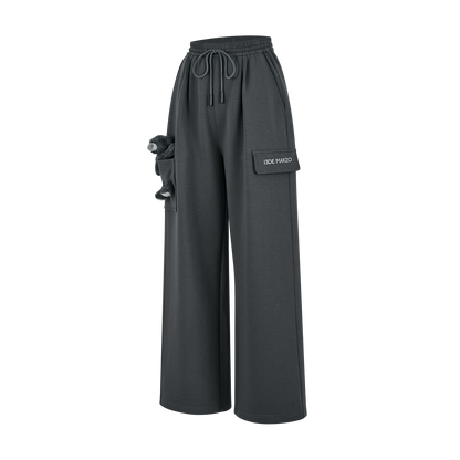 13DE MARZO Pocket Bear Wide-leg Sweatpants Dark Grey