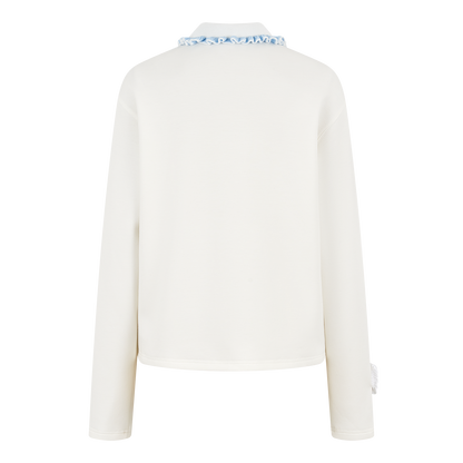 13DE MARZO Nighty Night Bear Long-Sleeve Polo White
