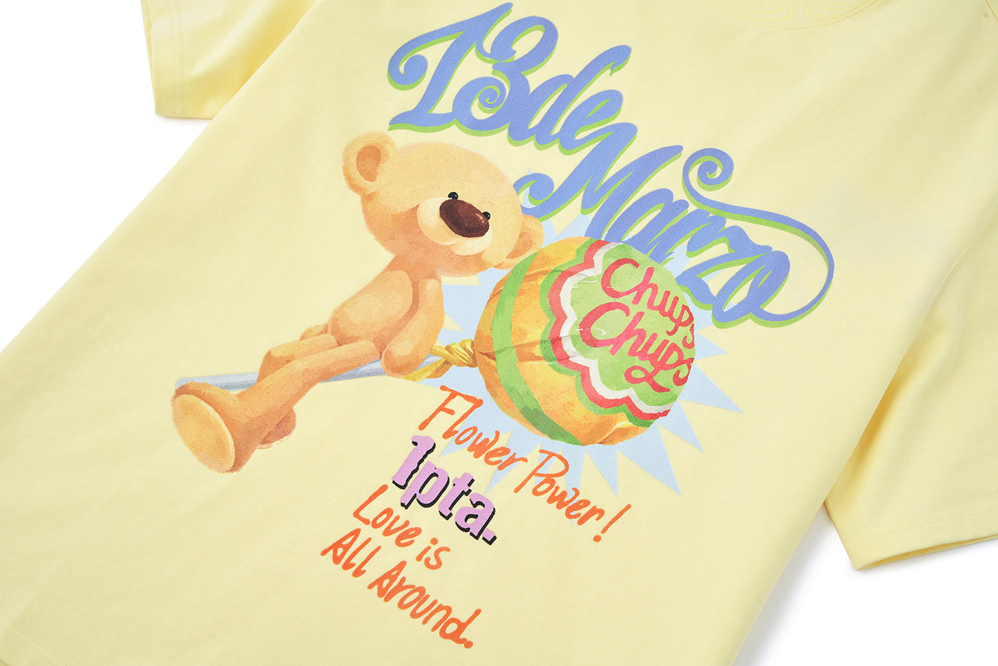 13DE MARZO Bear Graphic Lollipop Tee Yellow