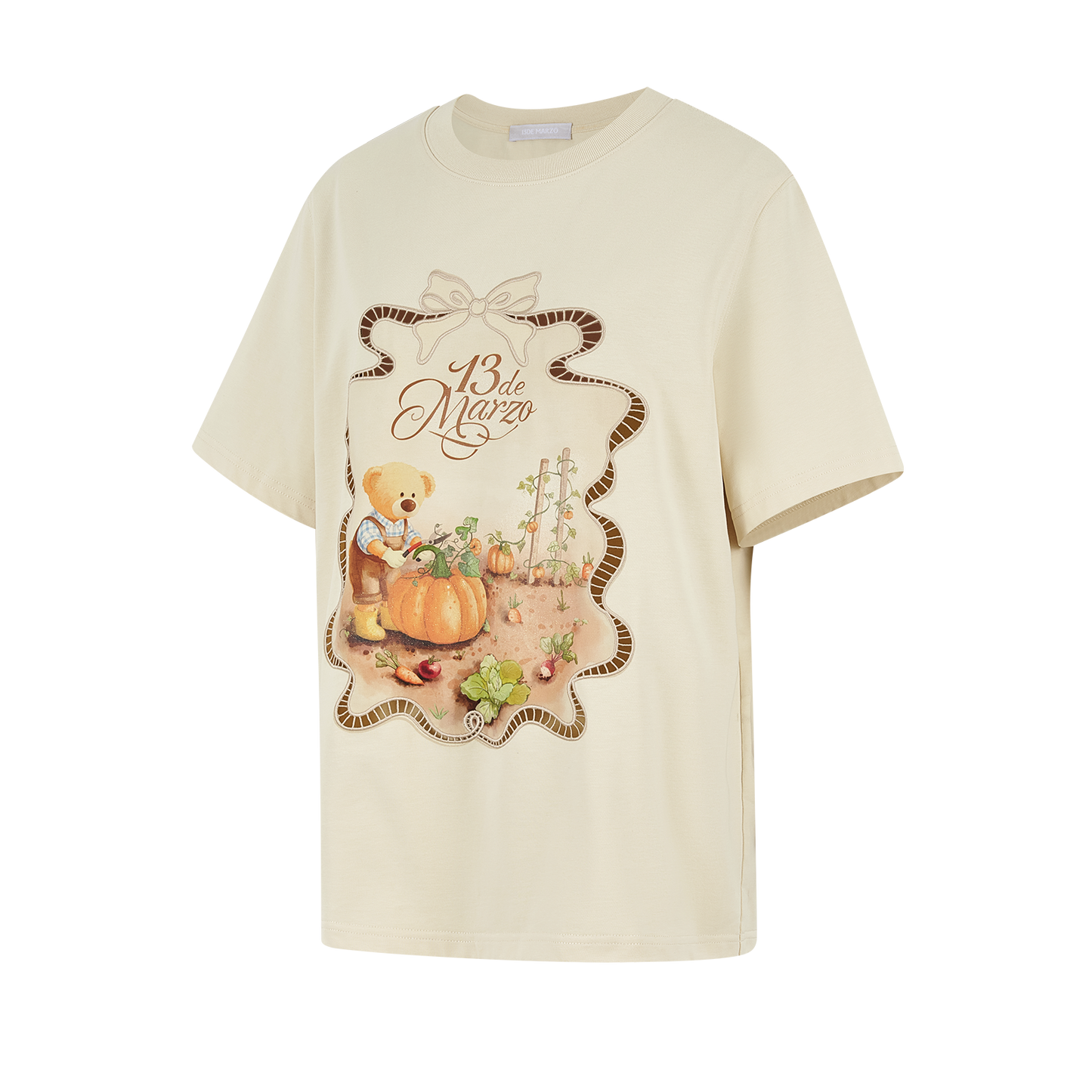 13DE MARZO Valley Pumpkin Print T-shirt Almond