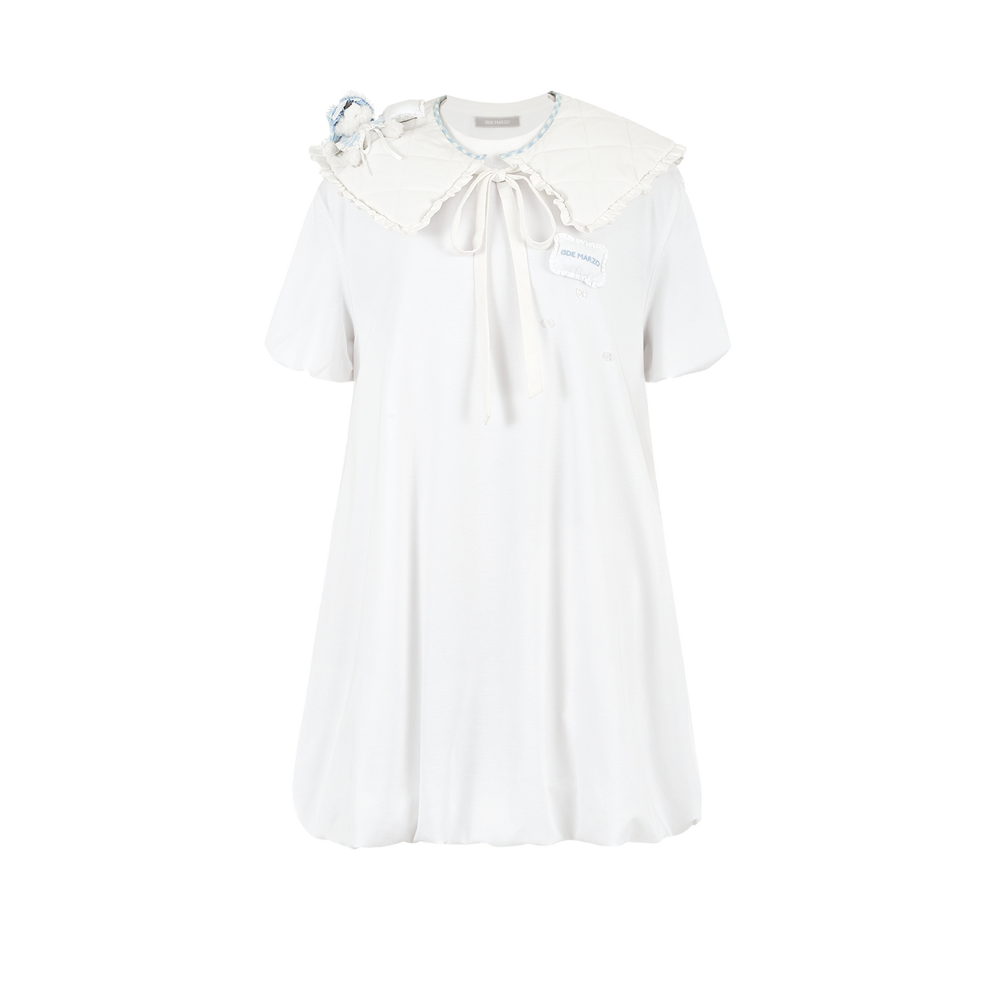 13DE MARZO Nighty Night Bear Collar Dress White