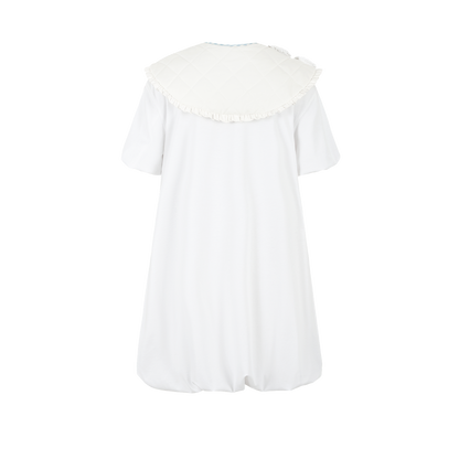 13DE MARZO Nighty Night Bear Collar Dress White