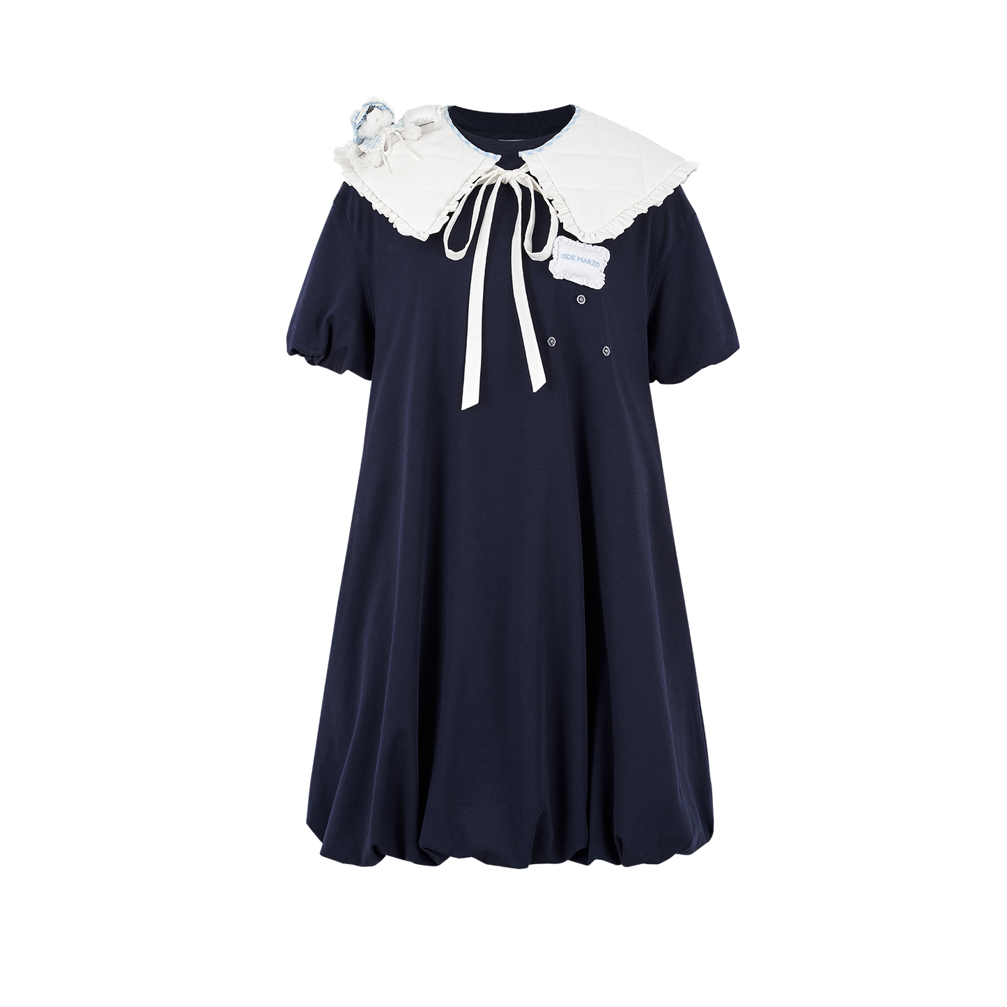 13DE MARZO Nighty Night Bear Collar Dress Navy Blue