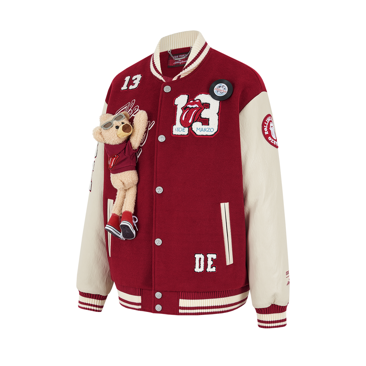 13DE MARZO Rolling Stones  Baseball Padded Jacket Red