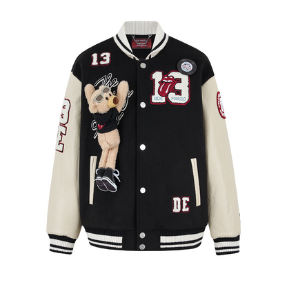 13DE MARZO Rolling Stones  Baseball Padded Jacket Black
