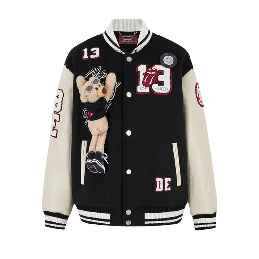 13DE MARZO Rolling Stones  Baseball Padded Jacket Black