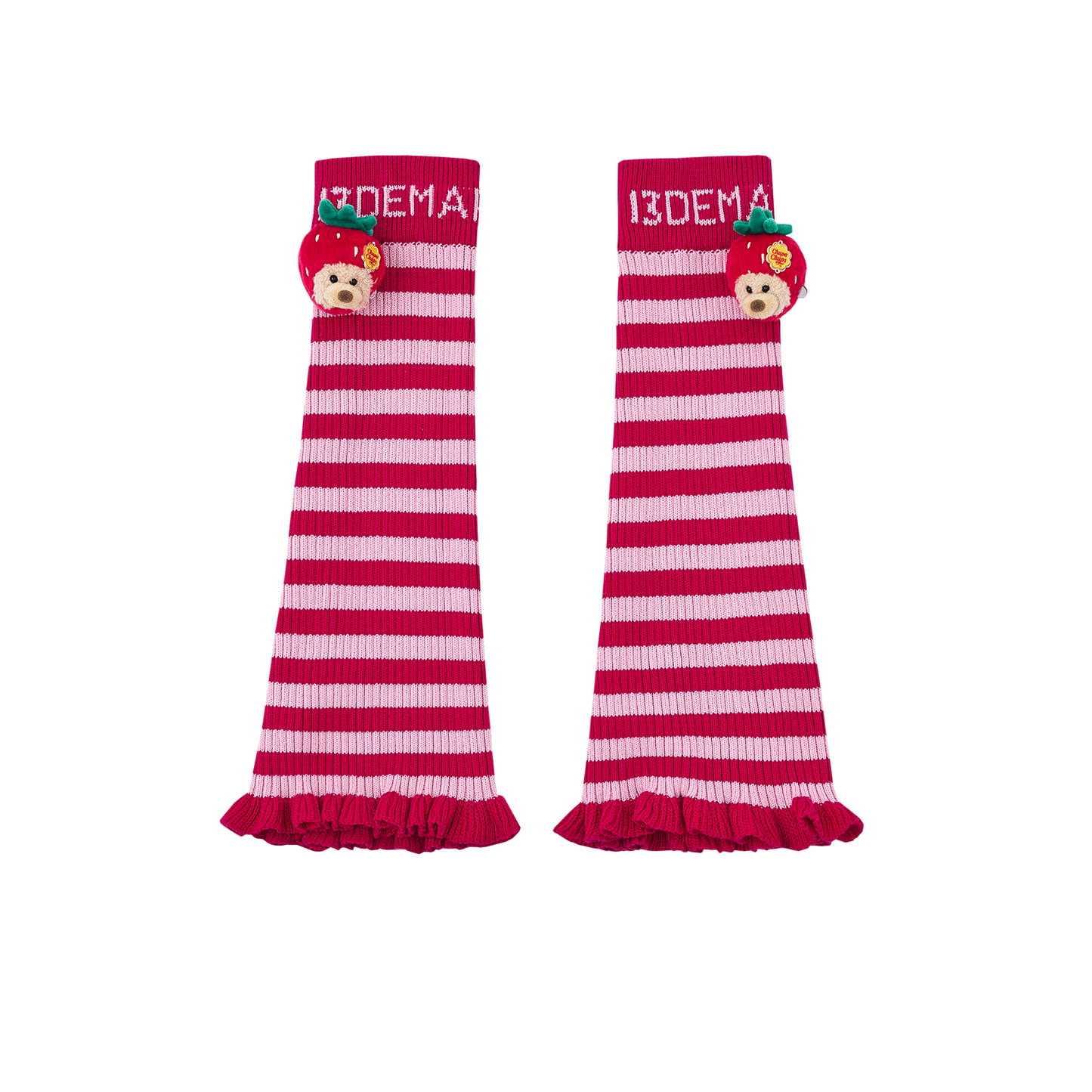 13DE MARZO Bear Rainbow Leg Warmer Rose Red
