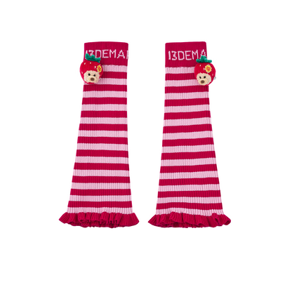 13DE MARZO Bear Rainbow Leg Warmer Rose Red