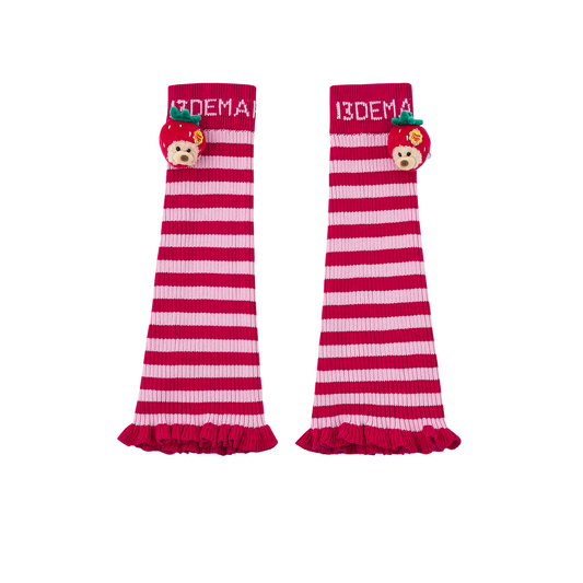 13DE MARZO Bear Rainbow Leg Warmer Rose Red