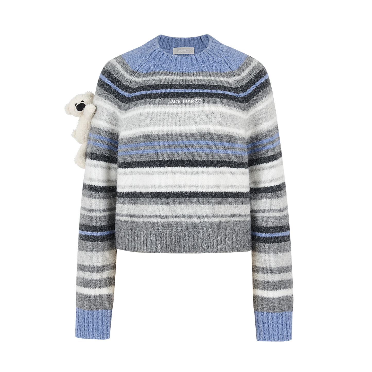 13DE MARZO Marzo Valley Colored Lines Sweater Blue