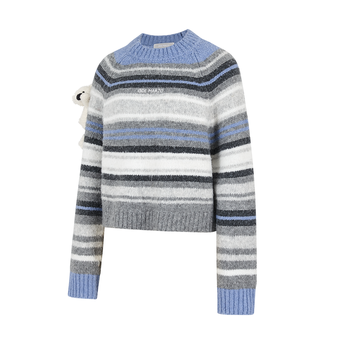13DE MARZO Marzo Valley Colored Lines Sweater Blue
