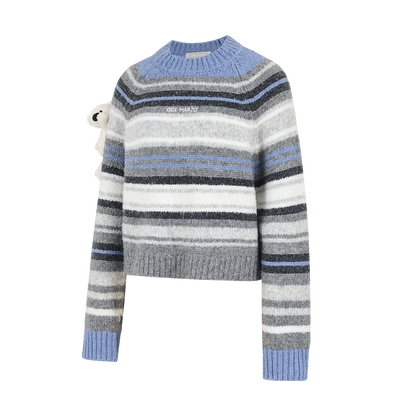 13DE MARZO Marzo Valley Colored Lines Sweater Blue