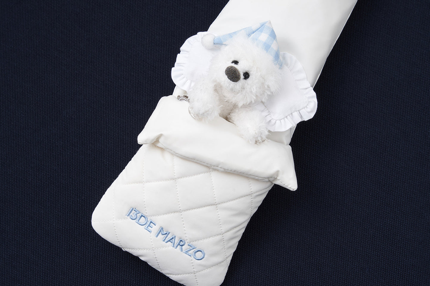13DE MARZO Nighty Night Bear Long-Sleeve Polo Navy Blue
